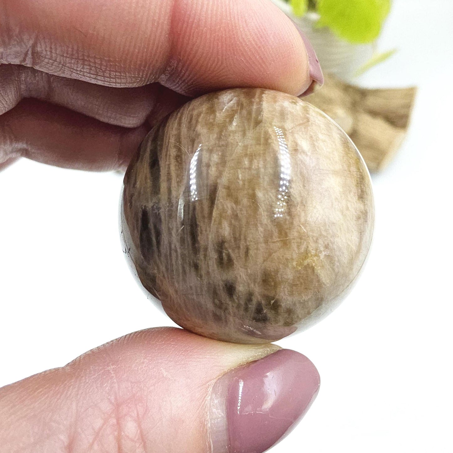Black Moonstone & Sunstone Sphere – Protection, Joy and Root and Sacral Chakra Crystal, 36mm