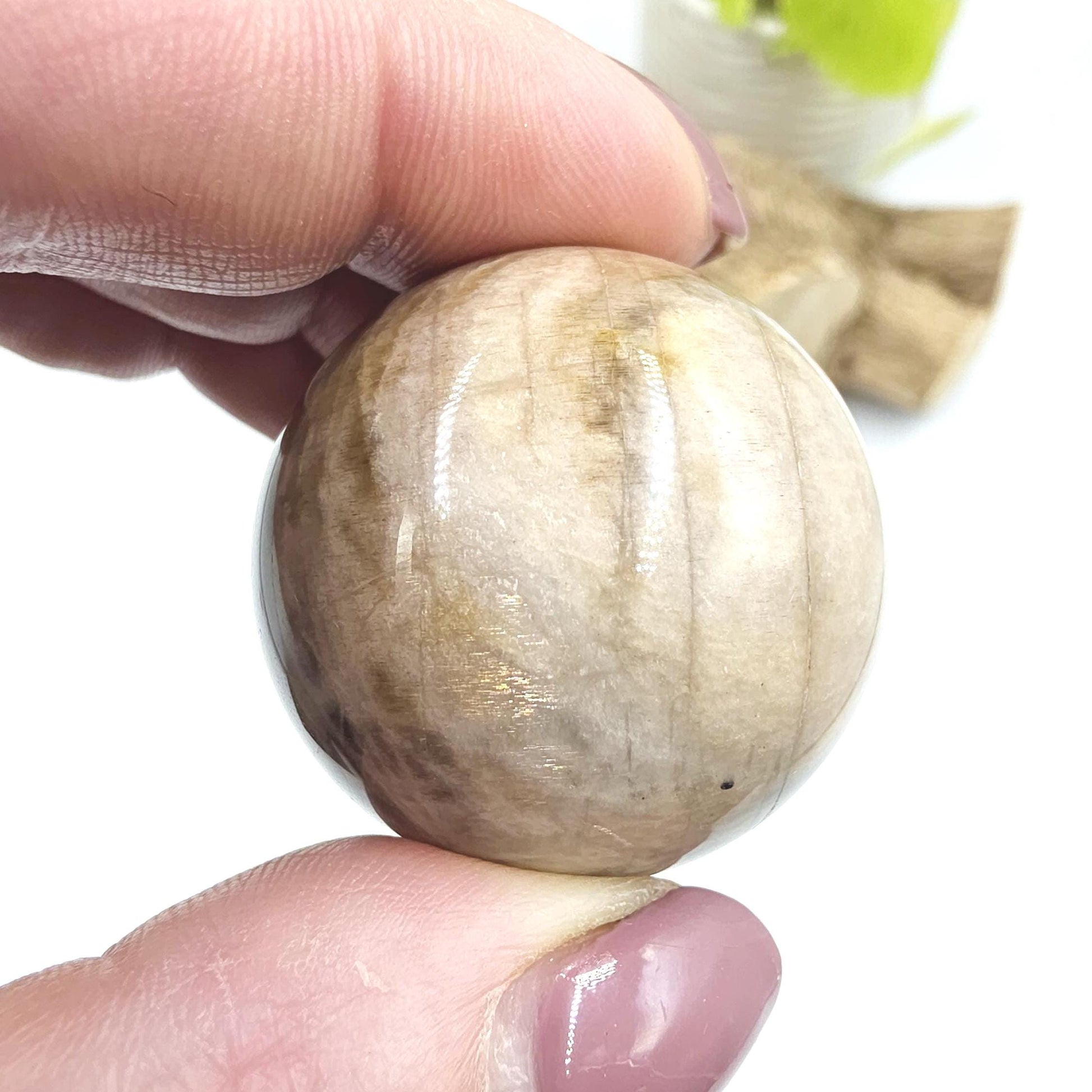 Black Moonstone & Sunstone Sphere – Protection, Joy and Root and Sacral Chakra Crystal, 36mm