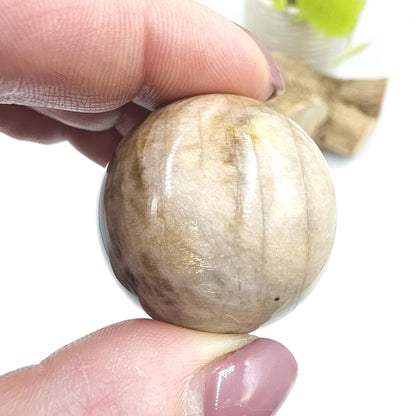 Black Moonstone & Sunstone Sphere – Protection, Joy and Root and Sacral Chakra Crystal, 36mm