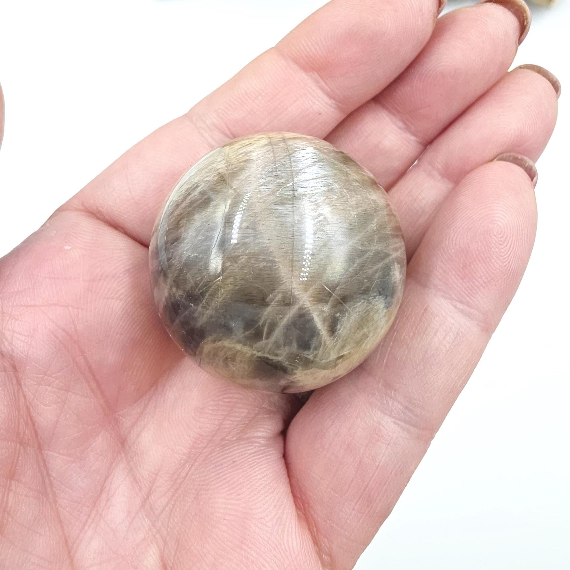 Black Moonstone & Sunstone Sphere – Protection, Joy and Root and Sacral Chakra Crystal, 36mm