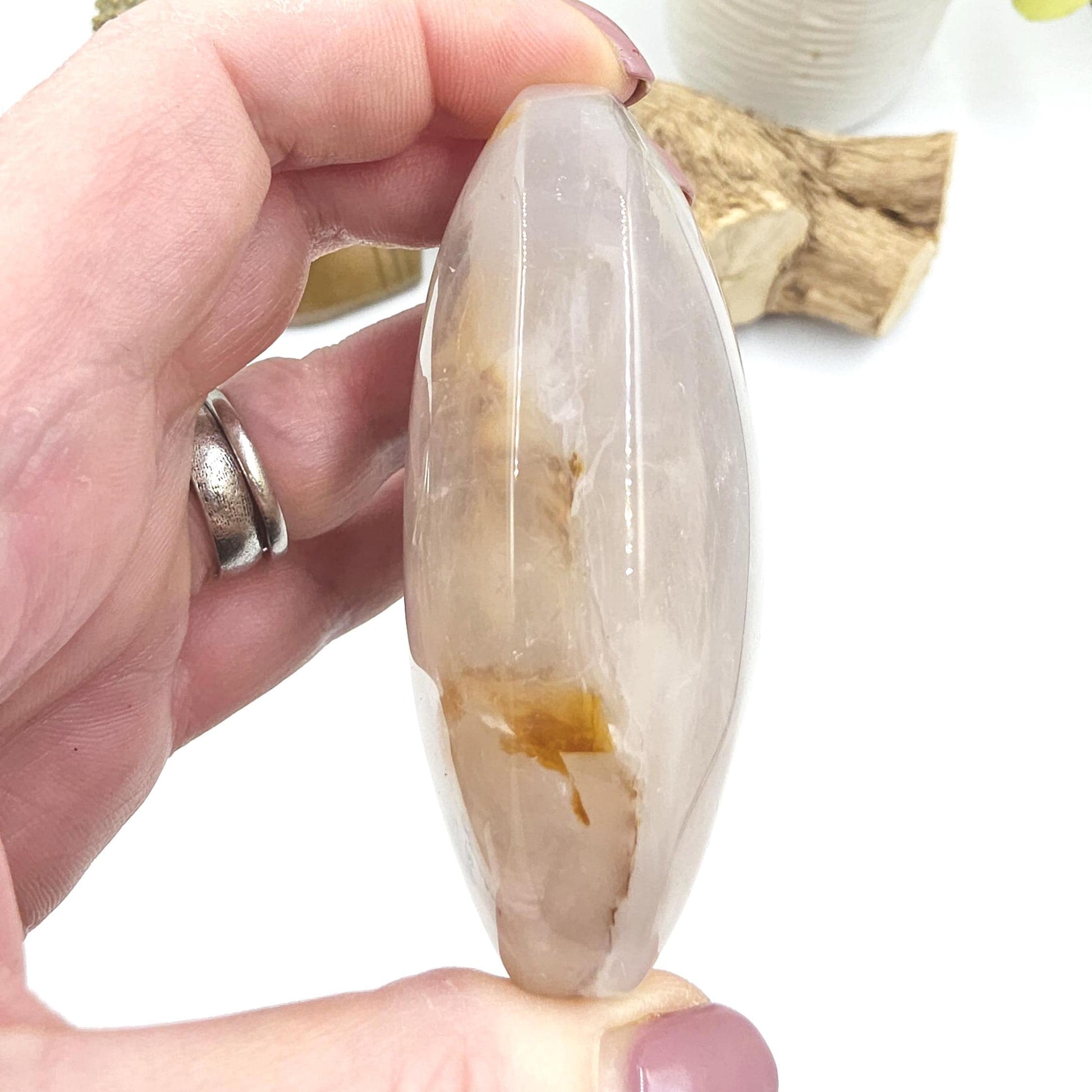 Rare Large Dendritic Quartz Palm Stone with Golden Healer Inclusions – Healing & Spiritual Growth Crystal, 195g
