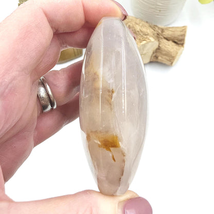 Rare Large Dendritic Quartz Palm Stone with Golden Healer Inclusions – Healing & Spiritual Growth Crystal, 195g