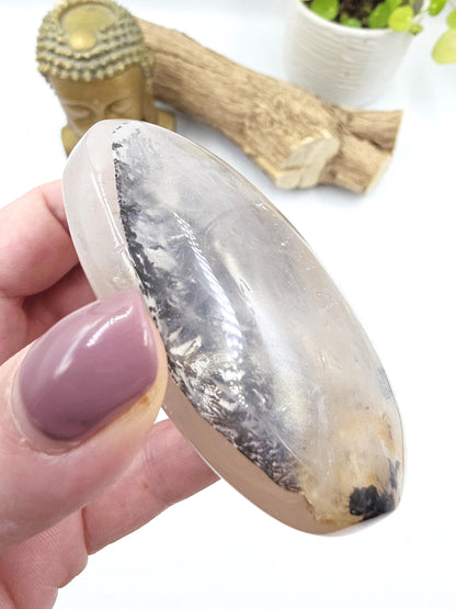Rare Large Dendritic Quartz Palm Stone with Golden Healer Inclusions – Healing & Spiritual Growth Crystal, 195g