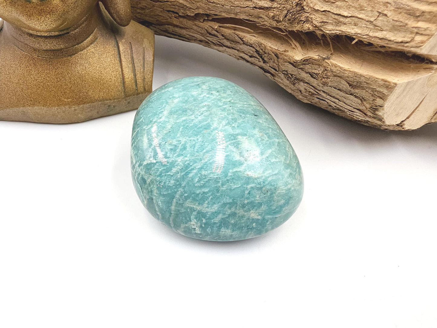 Huge Flashy Amazonite Palm Stone Freeform – Calm, Confidence & Emotional Balance Crystal, 275g
