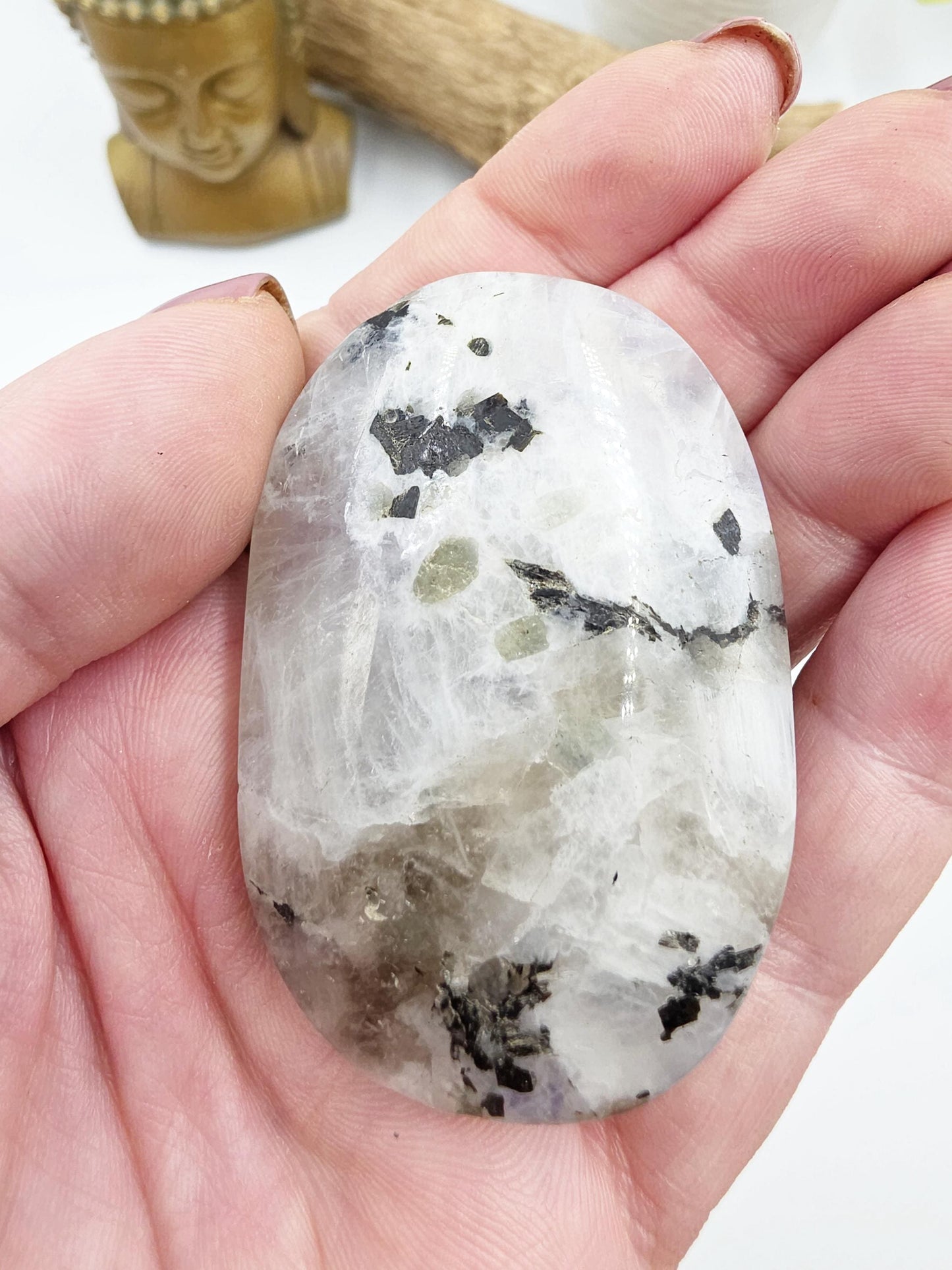 Rainbow Moonstone Palm Stone – Intuition, Balance & Feminine Energy Healing Crystal, 70g