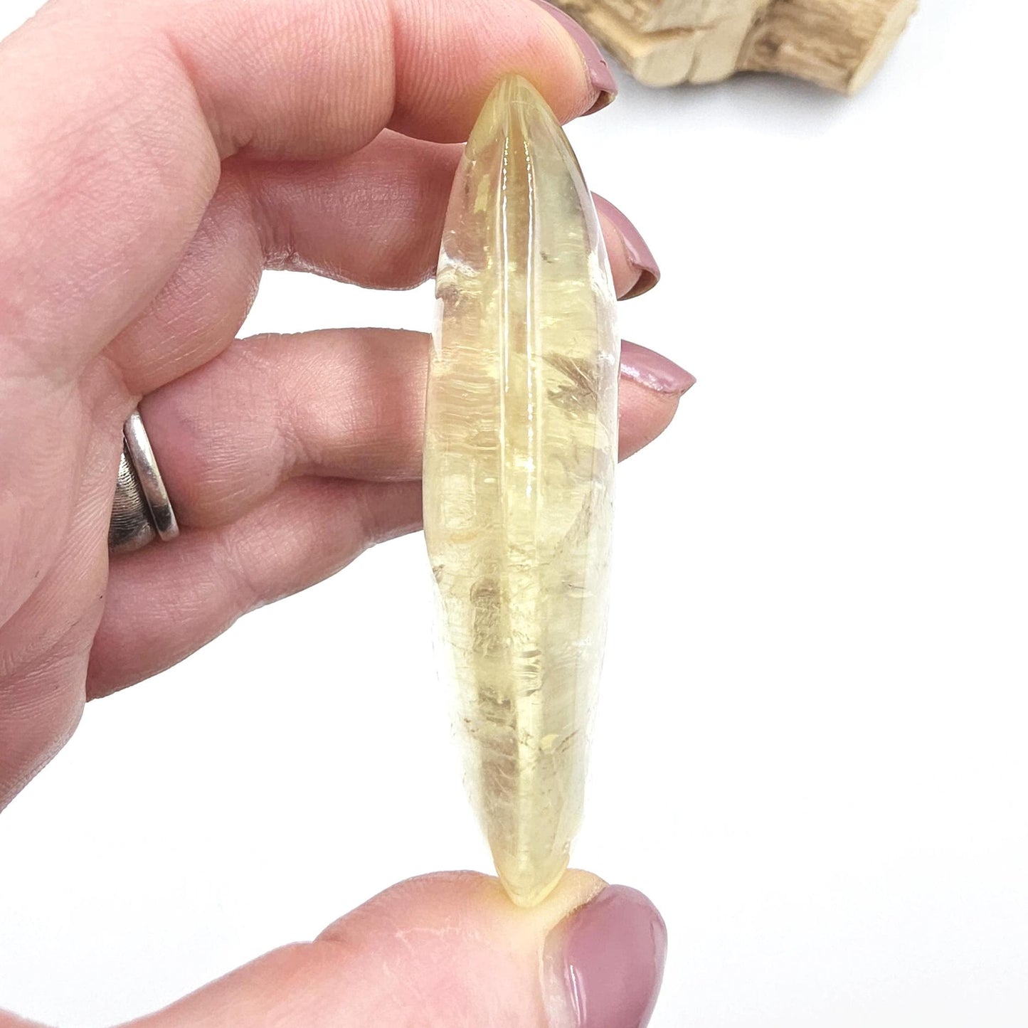 Citrine Palm Stone with Rainbows – Abundance, Confidence & Solar Plexus Energy Crystal, 65g