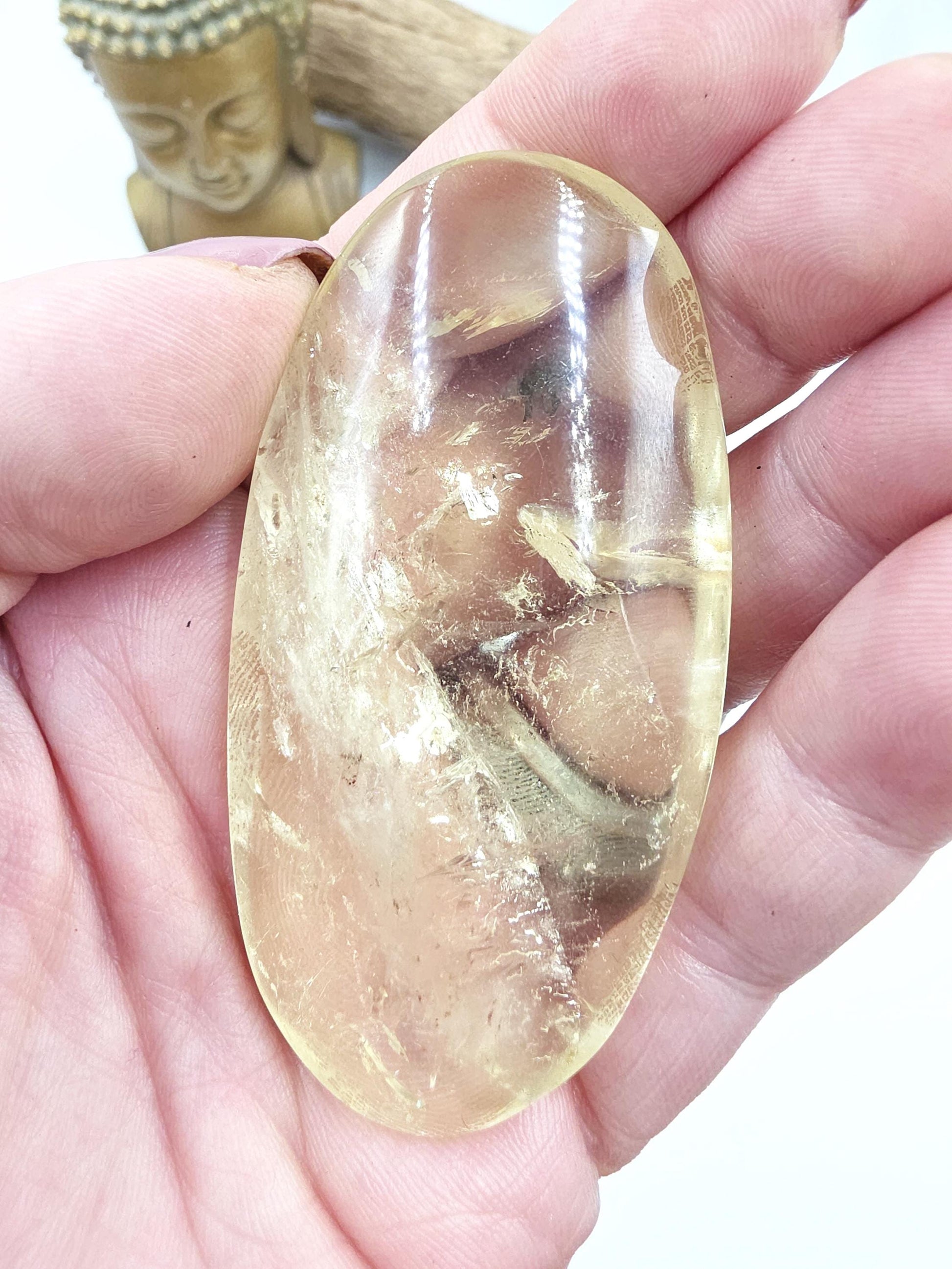 Citrine Palm Stone with Rainbows – Abundance, Confidence & Solar Plexus Energy Crystal, 65g