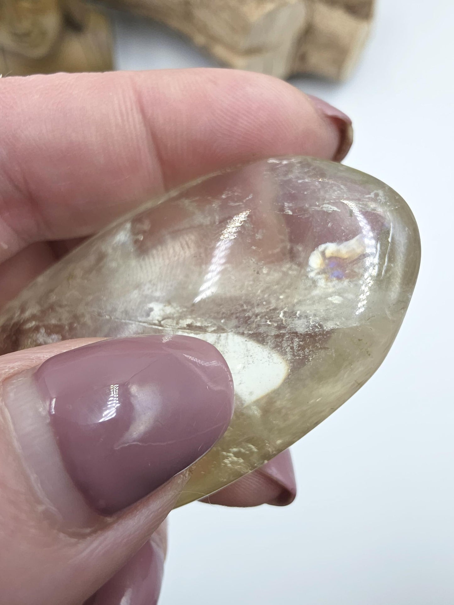 Citrine Palm Stone with Rainbows – Abundance, Confidence & Solar Plexus Energy Crystal, 65g