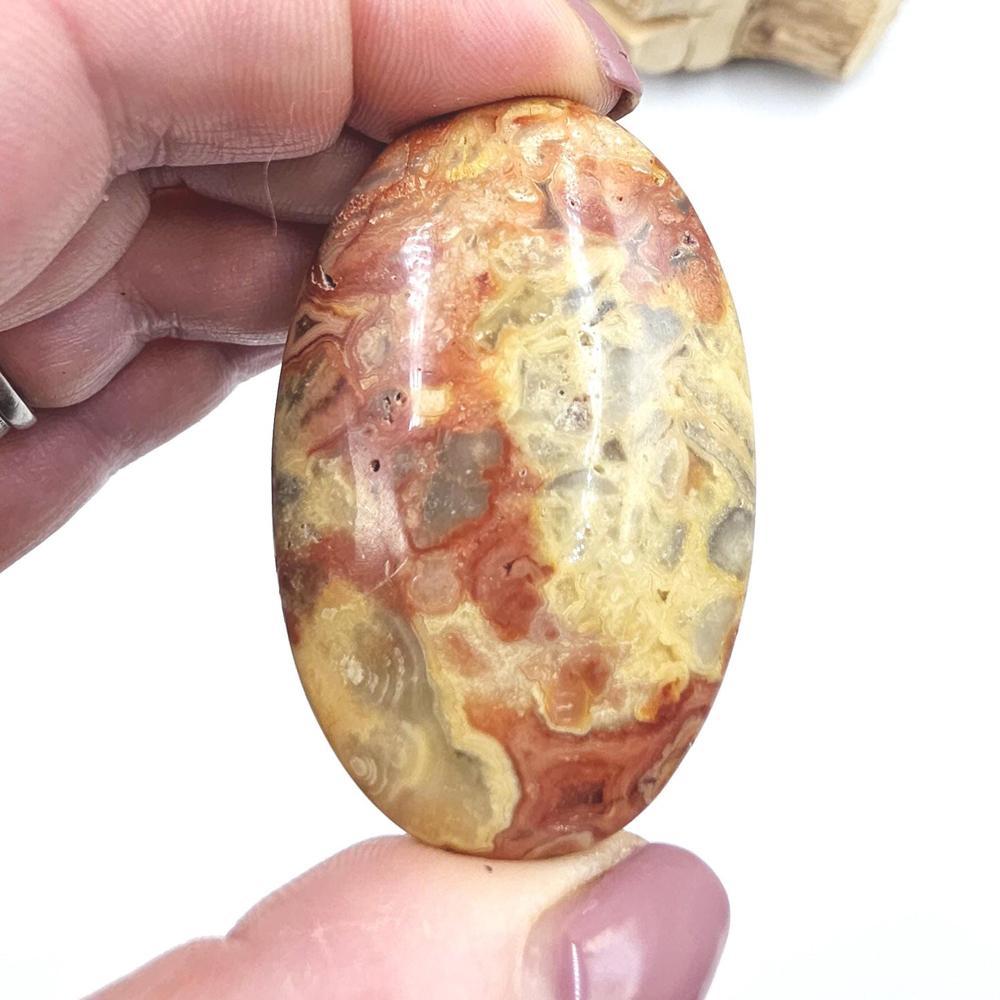 Crazy Lace Agate Palm Stone – Joy, Stability & Uplifting Energy Crystal, 40g