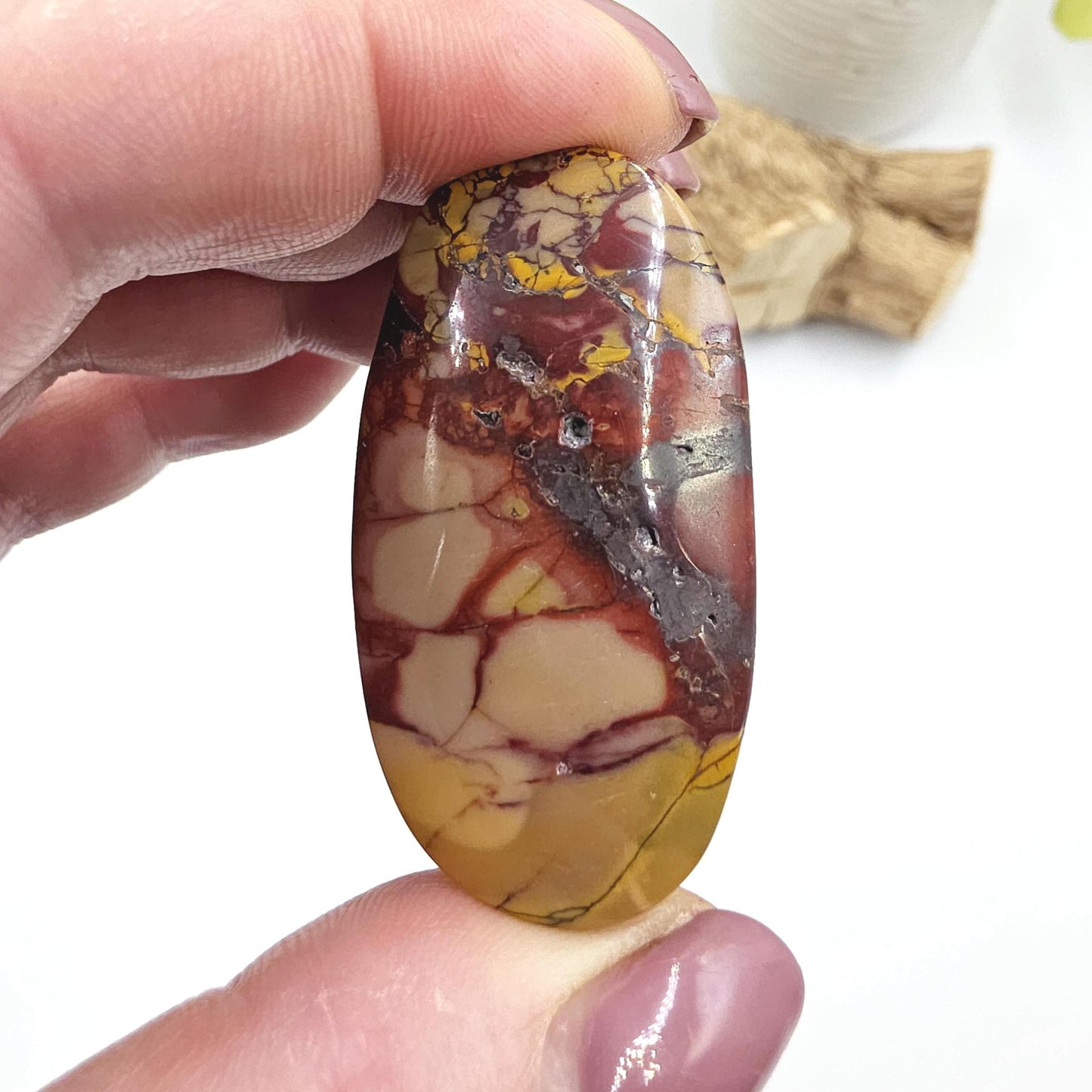 Mini Mookaite Jasper Palm Stone – Strength, Grounding & Emotional Balance Crystal, 30g