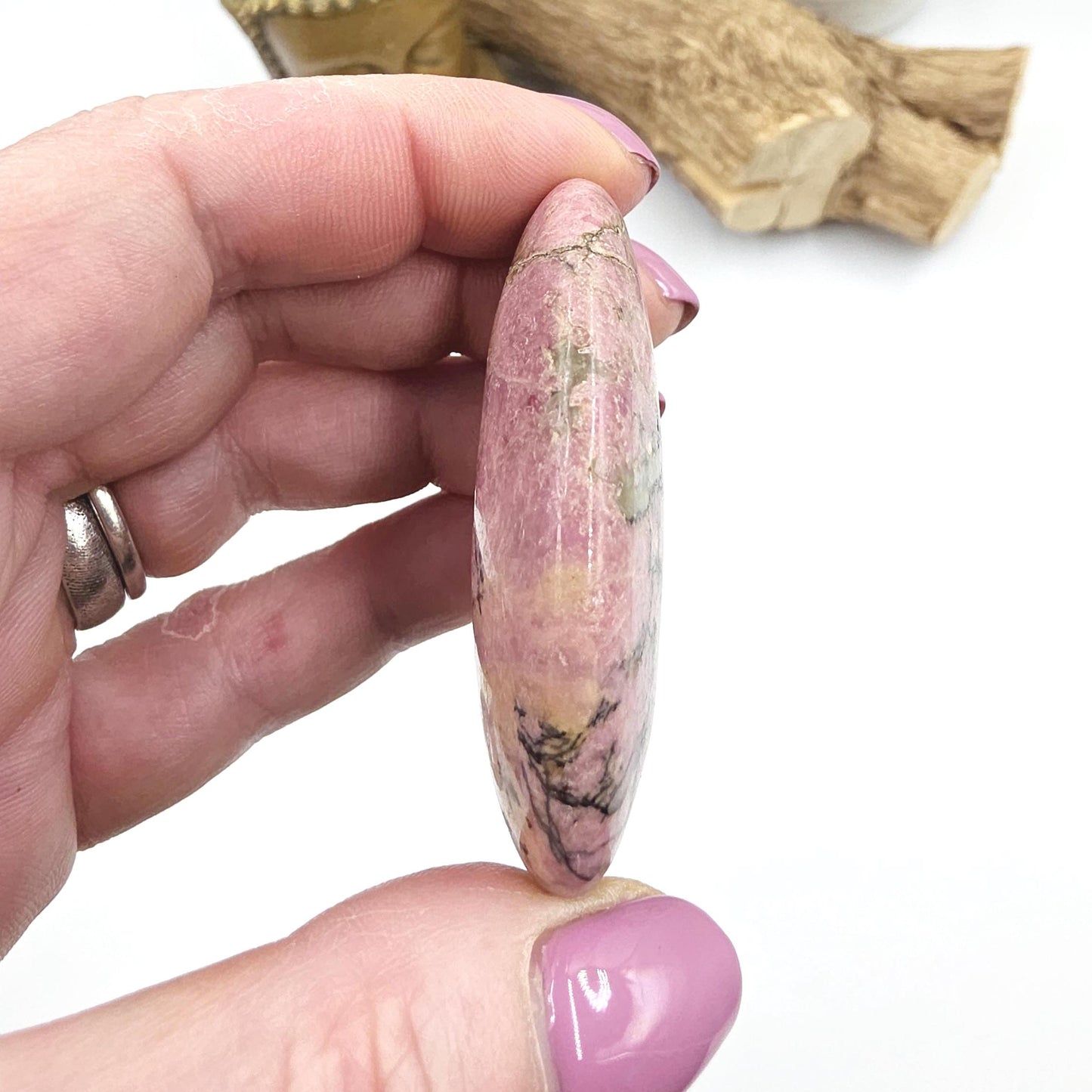 Rhodonite Palm Stone – Emotional Healing, Compassion & Grounded Heart Support Crystal, 60g