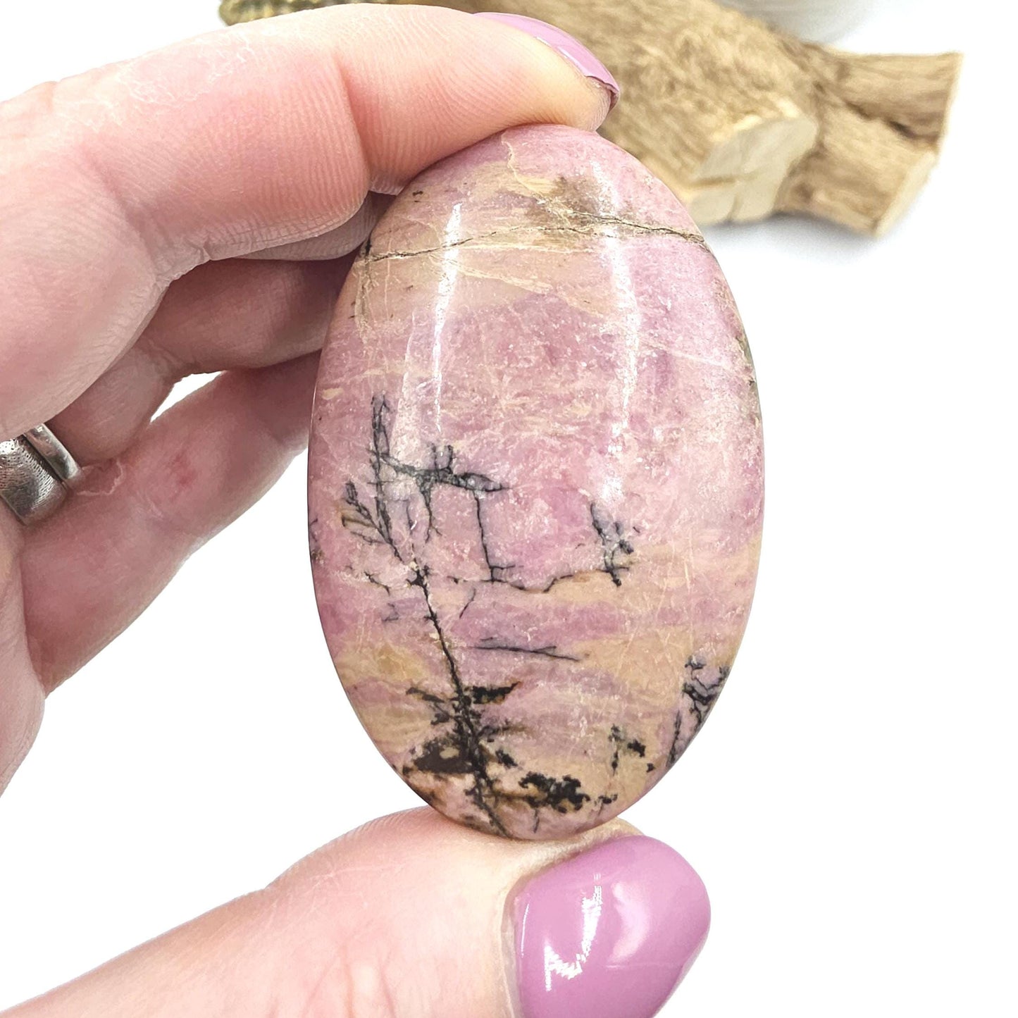 Rhodonite Palm Stone – Emotional Healing, Compassion & Grounded Heart Support Crystal, 60g