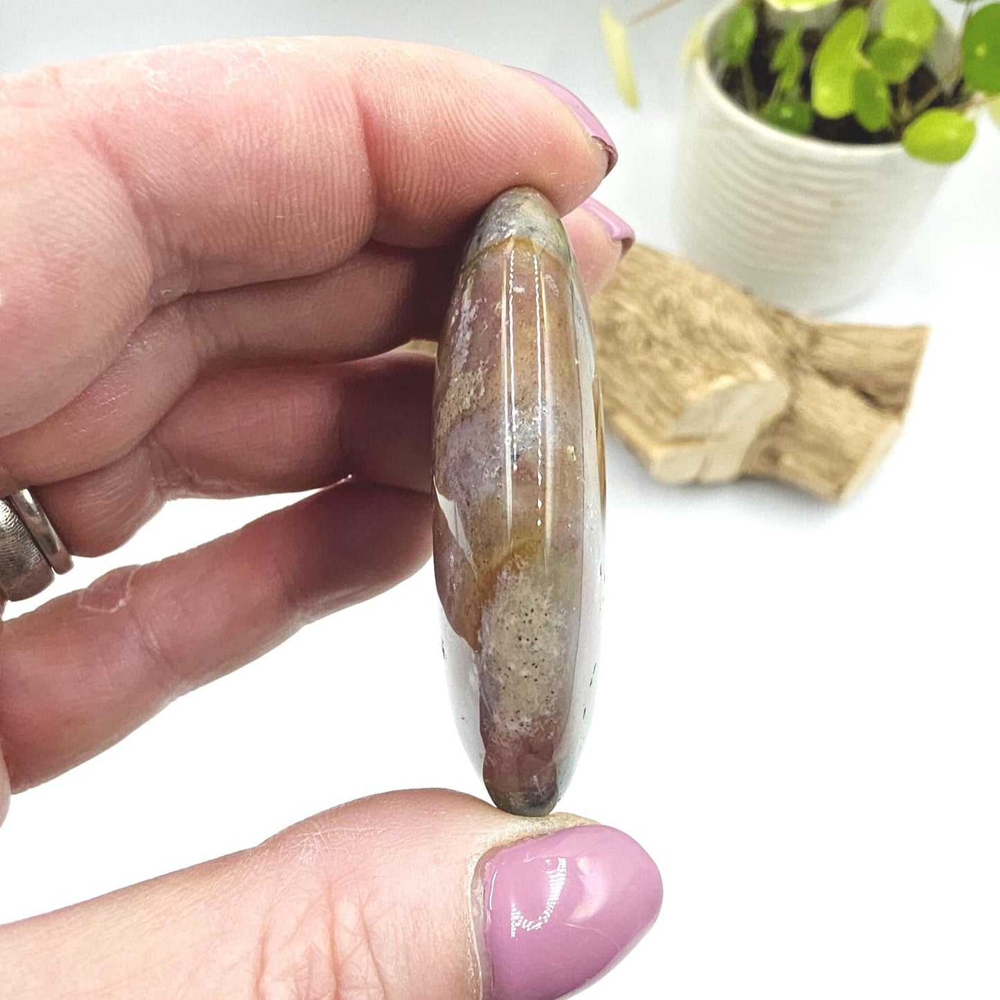 Ocean Jasper Palm Stone – Joy, Emotional Healing & Calming Crystal, 40g