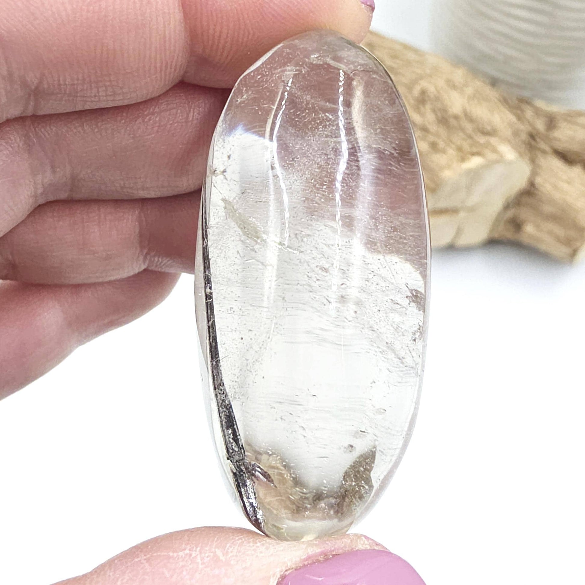 High Grade Black Rutile Quartz Palm Stone – Protection, Clarity & Energy Amplification Crystal, 60g