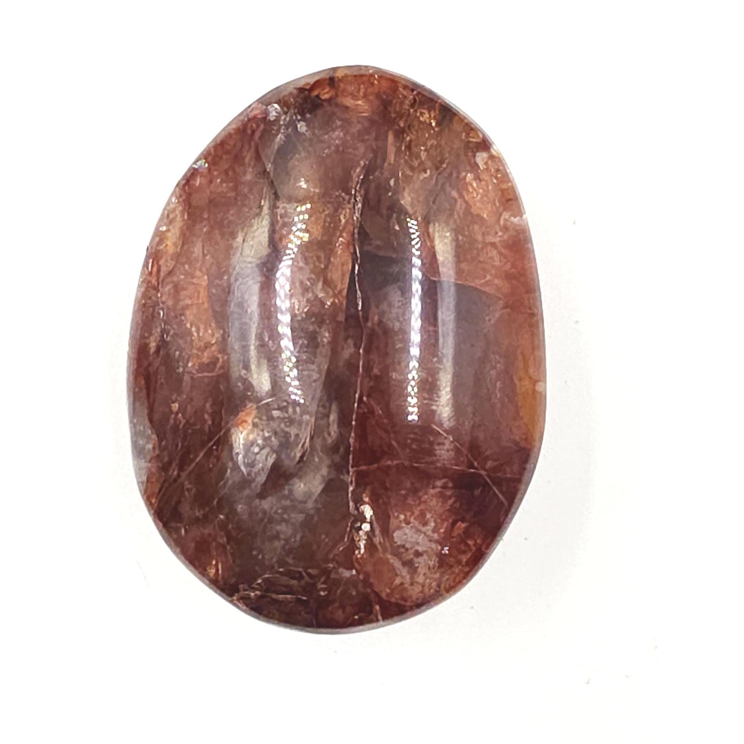 Large Fire Quartz (Hematoid) Palm Stone - Grounding & Vitality Crystal, 135g