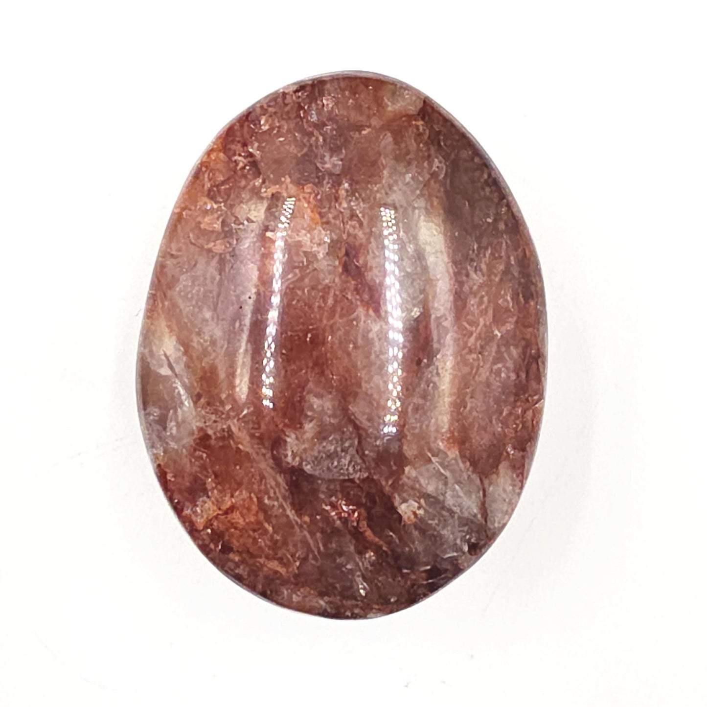 Large Fire Quartz (Hematoid) Palm Stone - Grounding & Vitality Crystal, 135g