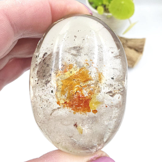 Rare High Grade Koi Quartz Palm Stone – Healing, Clarity & Golden Healer Energy Crystal, 130g