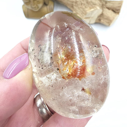 Rare High Grade Koi Quartz Palm Stone – Healing, Clarity & Golden Healer Energy Crystal, 130g