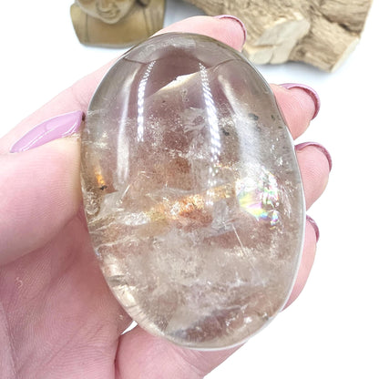 Rare High Grade Koi Quartz Palm Stone – Healing, Clarity & Golden Healer Energy Crystal, 130g