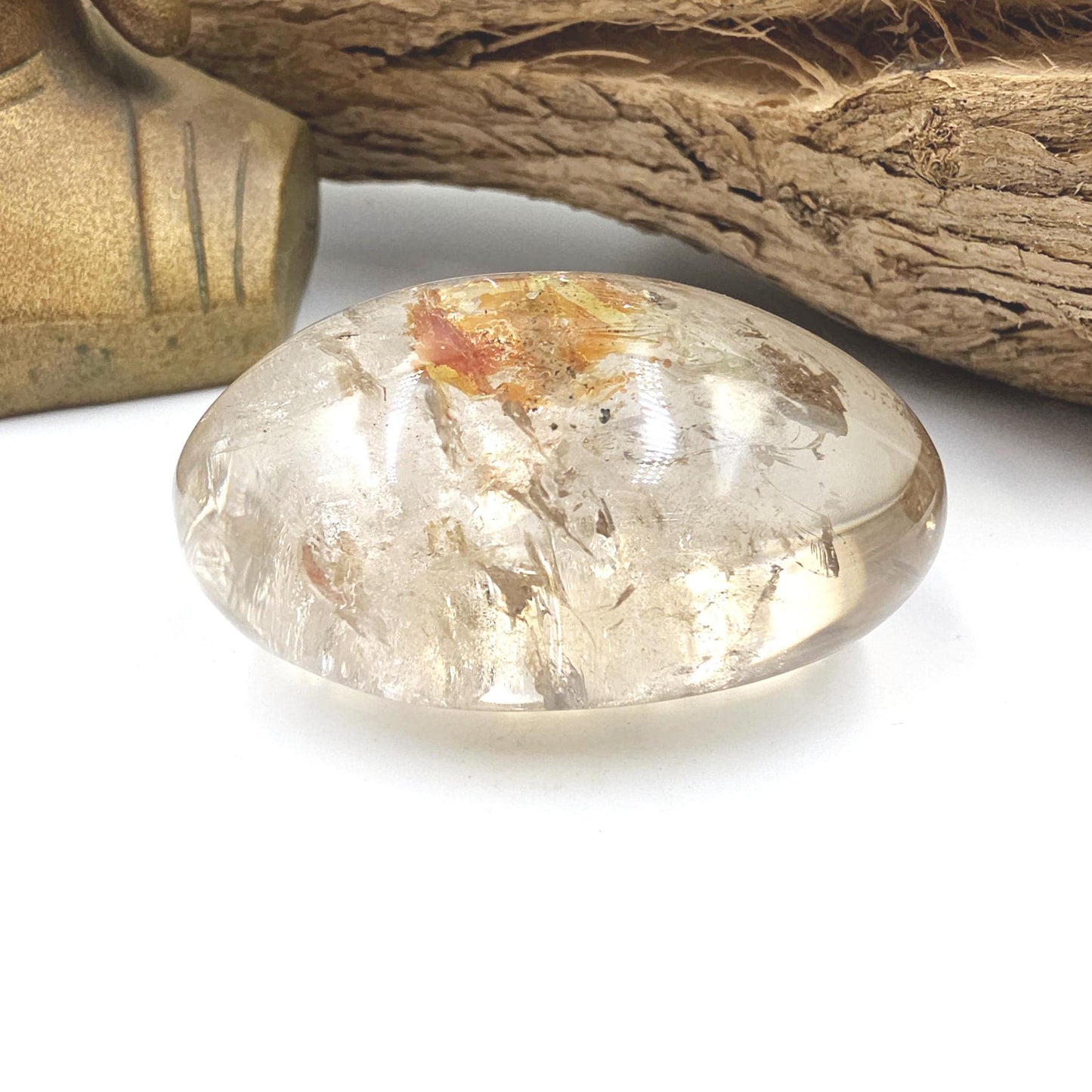 Rare High Grade Koi Quartz Palm Stone – Healing, Clarity & Golden Healer Energy Crystal, 130g
