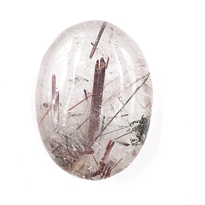 Clear Quartz Palm Stone with Red Rutile & Green Garden Inclusions – Manifestation, Protection and Energy Amplification Crystal, 50g