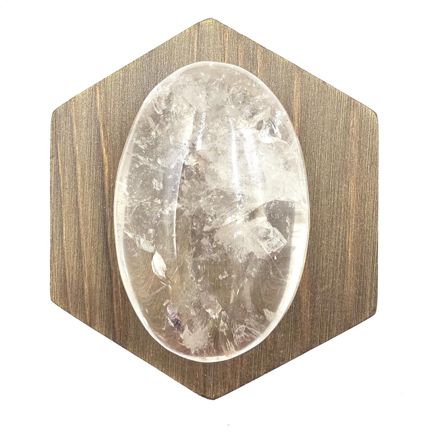 Manifestation Clear Quartz Palm Stone with Internal Crystal Growth & Rainbows – Healing and Manifestation Crystal, 100g