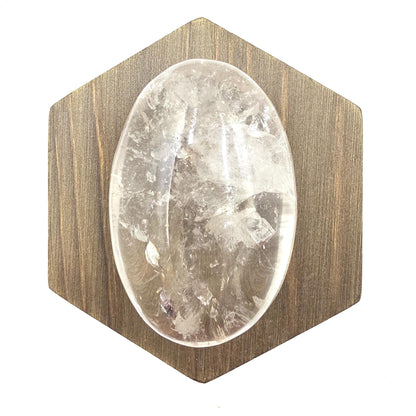Manifestation Clear Quartz Palm Stone with Internal Crystal Growth & Rainbows – Healing and Manifestation Crystal, 100g