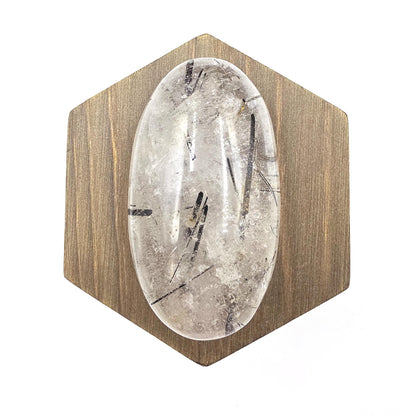High Grade Black Rutile Quartz Palm Stone – Protection, Clarity & Energy Amplification Crystal, 100g