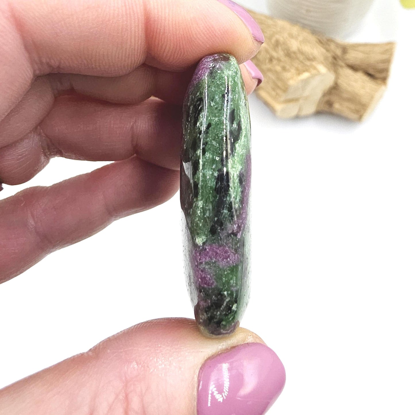 Ruby in Zoisite Palm Stone - Heart Chakra & Vitality Healing Crystal - 45g