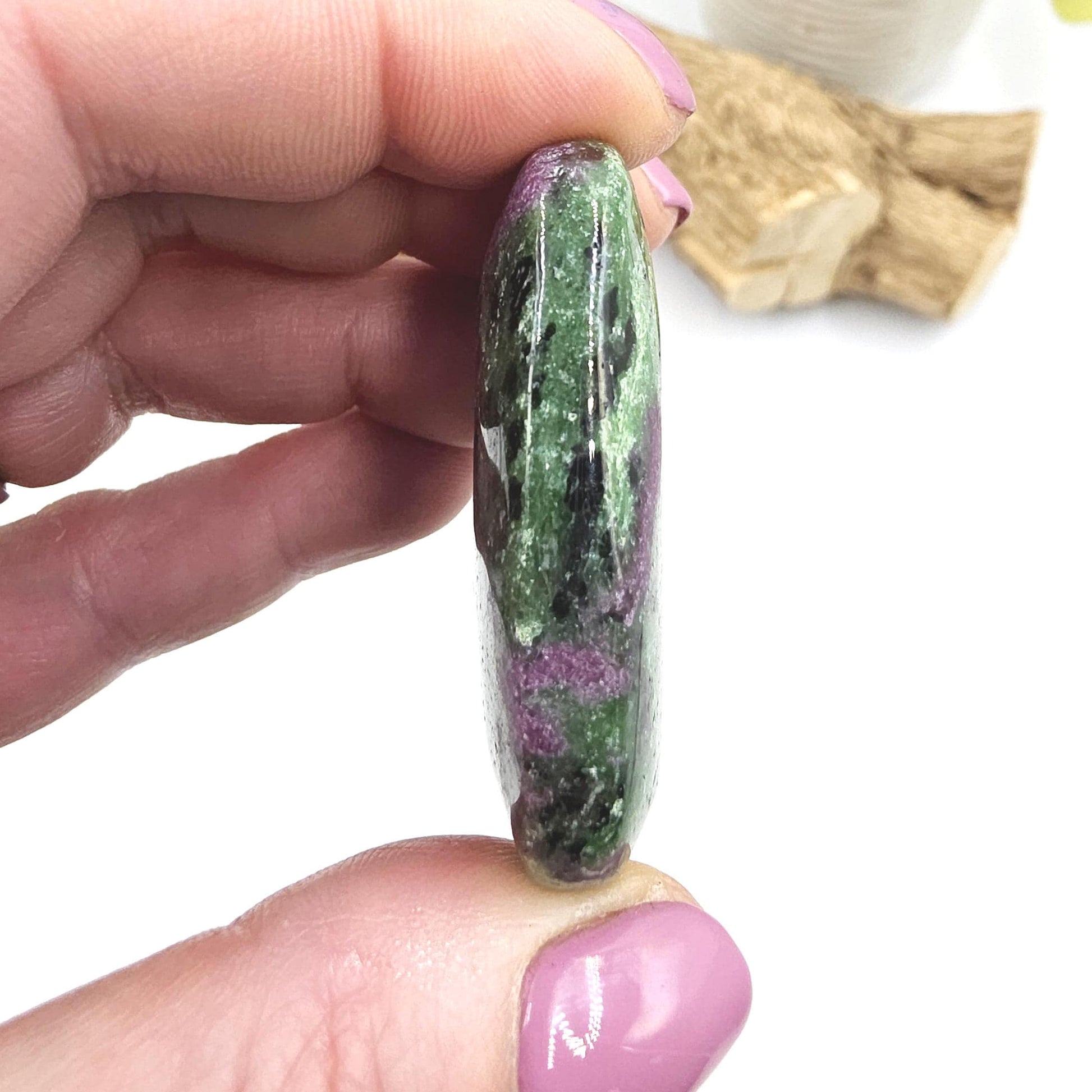 Ruby in Zoisite Palm Stone - Heart Chakra & Vitality Healing Crystal - 45g