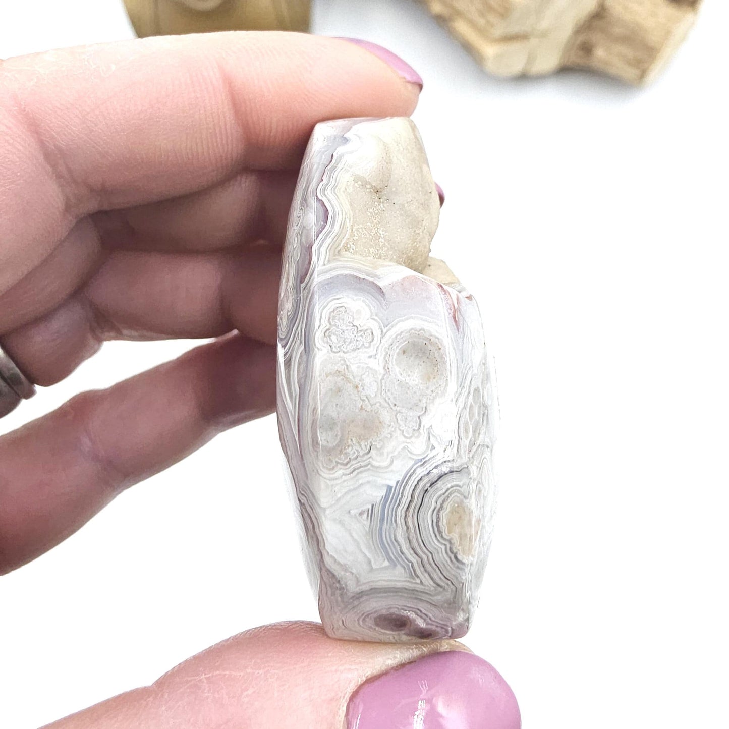 Mexican Crazy Lace Agate Palm Stone - Joy, Positivity & Protection Healing Crystal, 65g