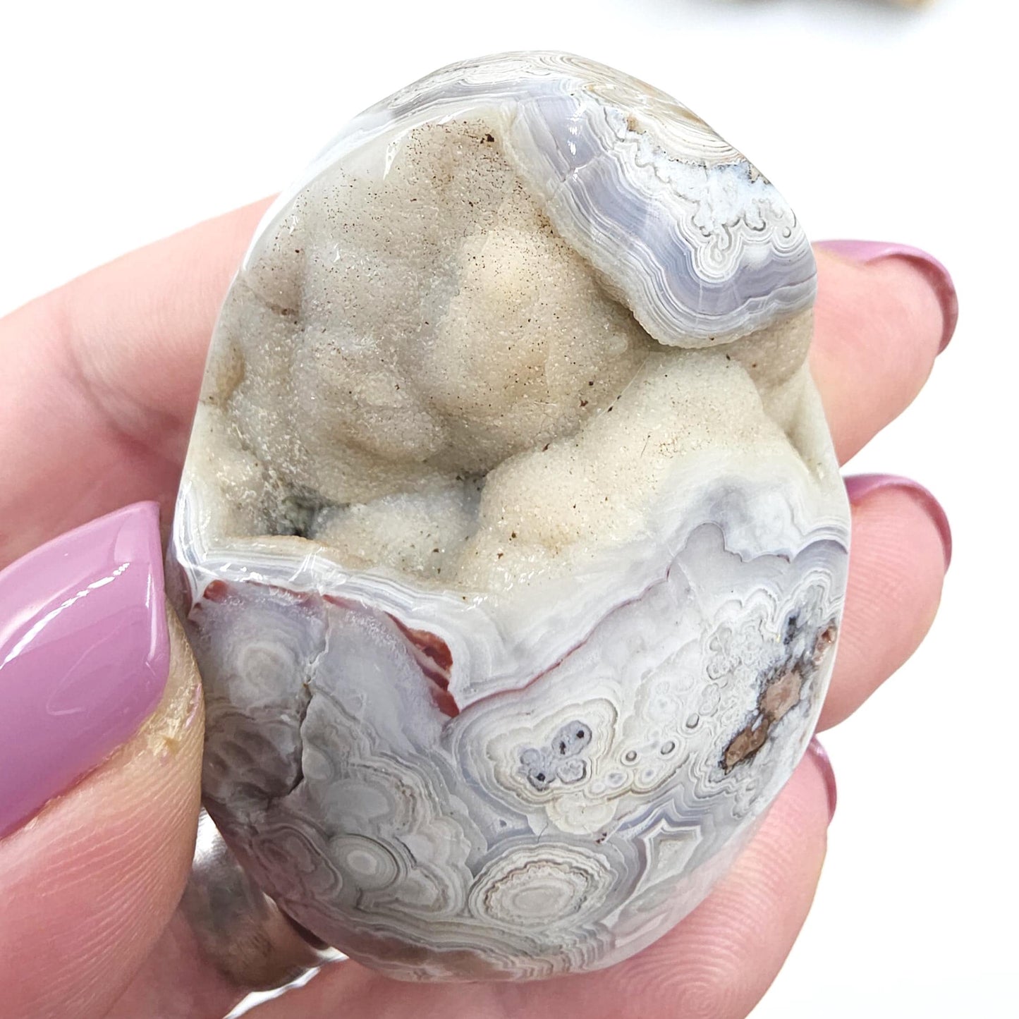 Mexican Crazy Lace Agate Palm Stone - Joy, Positivity & Protection Healing Crystal, 65g