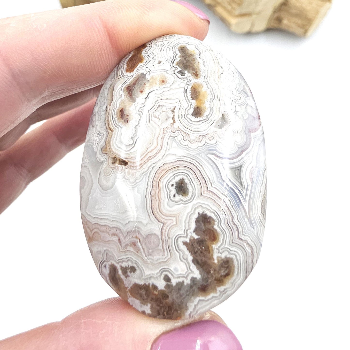 Mexican Crazy Lace Agate Palm Stone - Joy, Positivity & Protection Healing Crystal, 65g