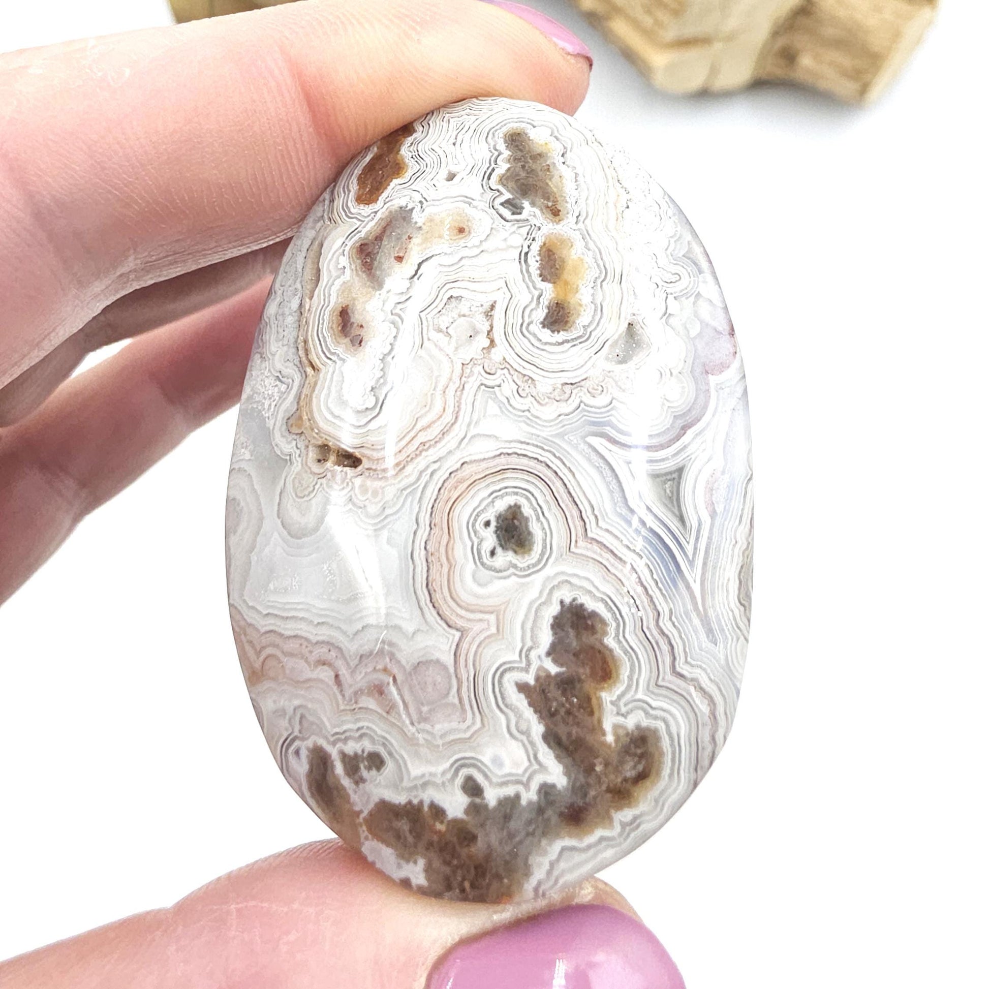 Mexican Crazy Lace Agate Palm Stone - Joy, Positivity & Protection Healing Crystal, 65g