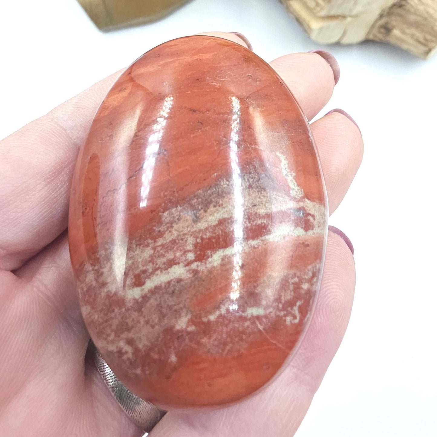 Red Jasper Palm Stone – Strength, Grounding & Protective Stability Crystal, 100g