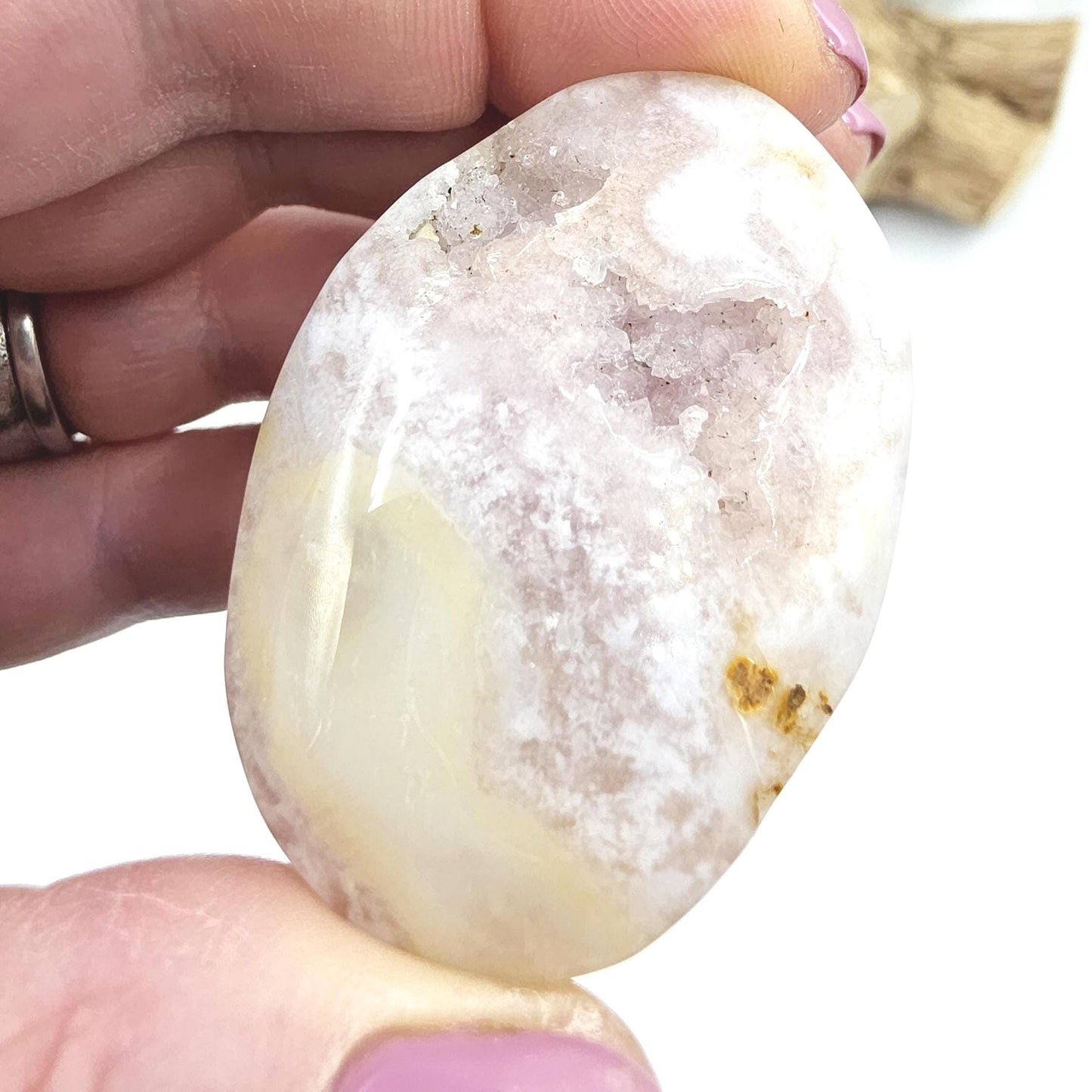 Pink Amethyst Palm Stone - Love, Calm & Emotional Healing Crystal, 35g