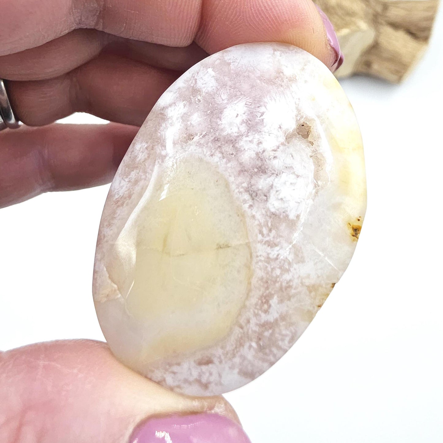 Pink Amethyst Palm Stone - Love, Calm & Emotional Healing Crystal, 35g