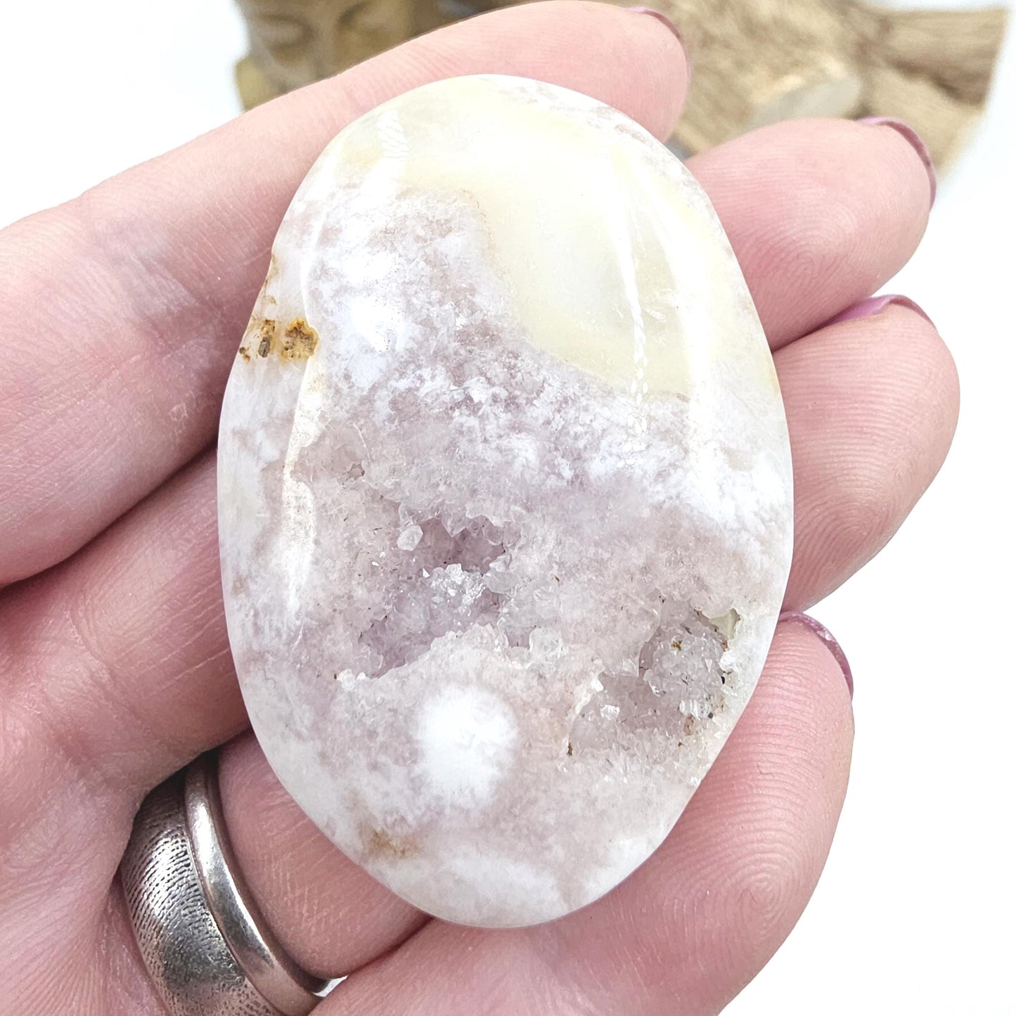 Pink Amethyst Palm Stone - Love, Calm & Emotional Healing Crystal, 35g