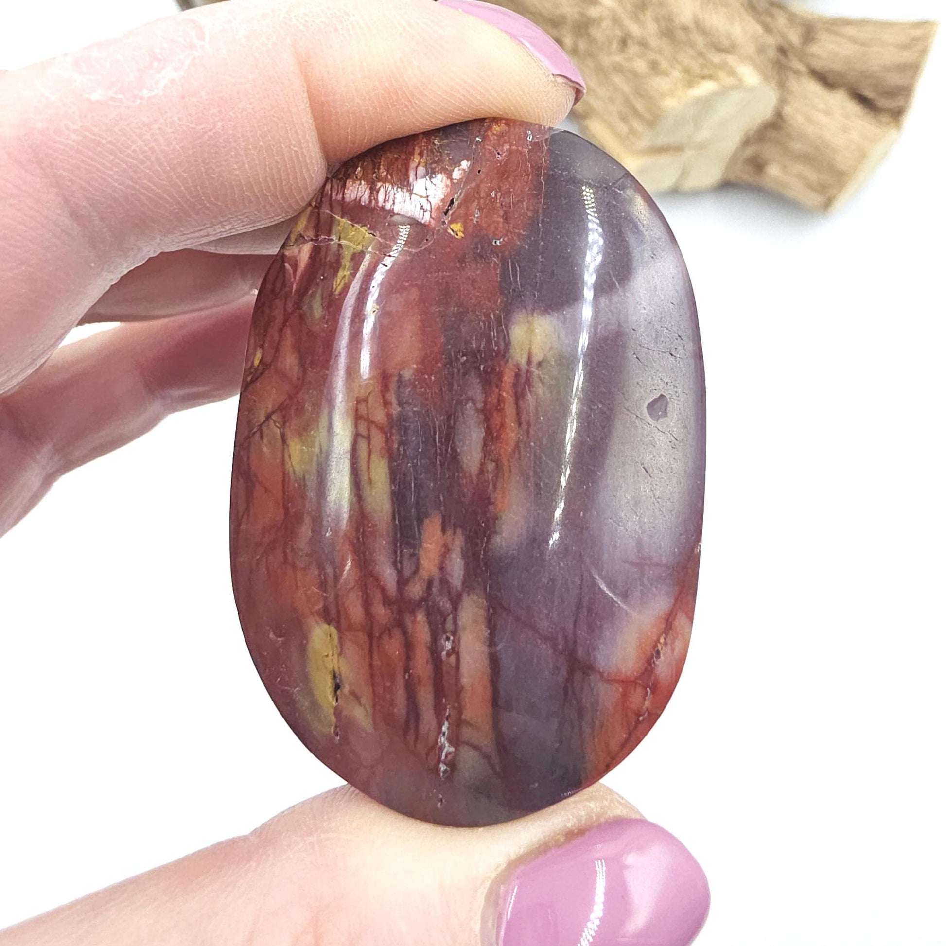 Mookaite Jasper Palm Stone – Strength, Grounding & Emotional Balance Crystal, 65g