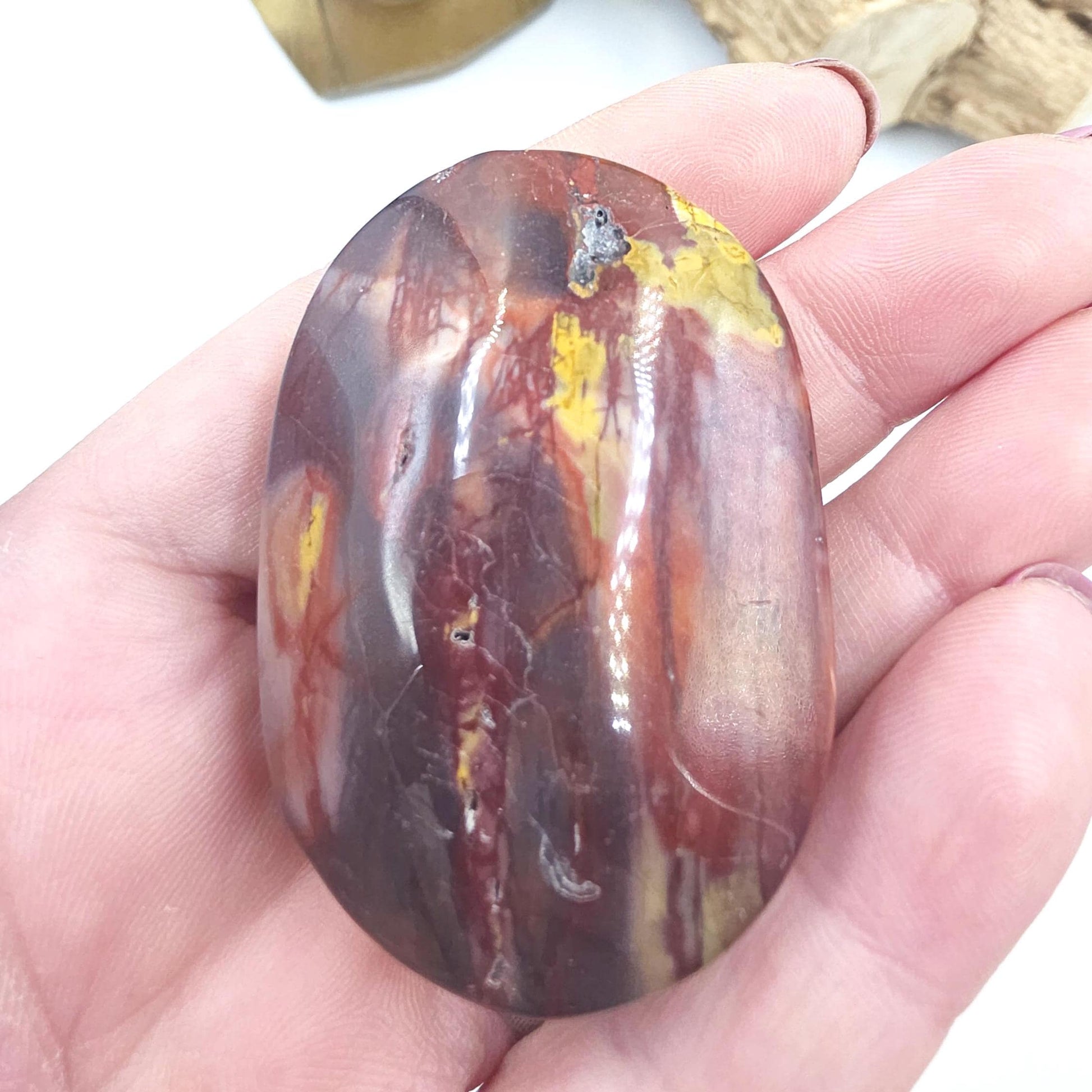 Mookaite Jasper Palm Stone – Strength, Grounding & Emotional Balance Crystal, 65g