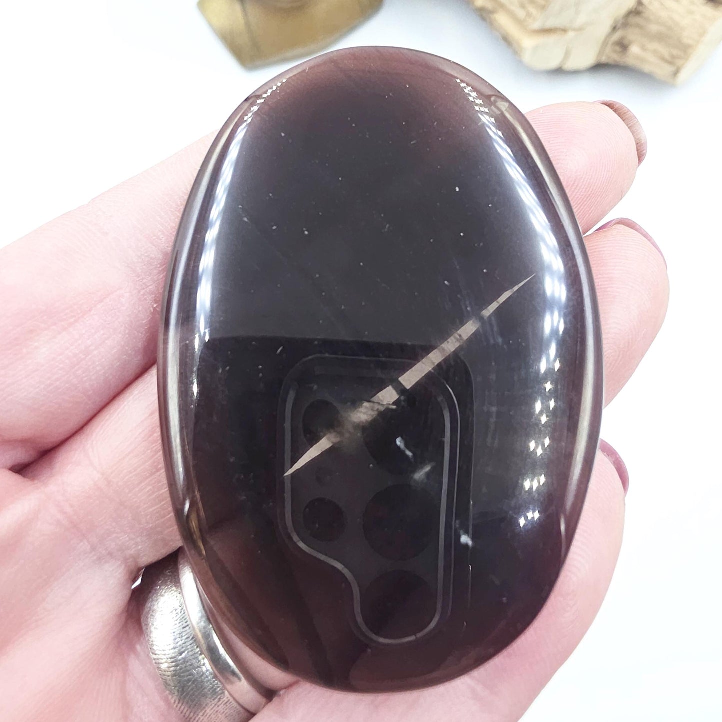 Ice Obsidian Palm Stone – Clarity, Protection & Grounding Crystal, 30g