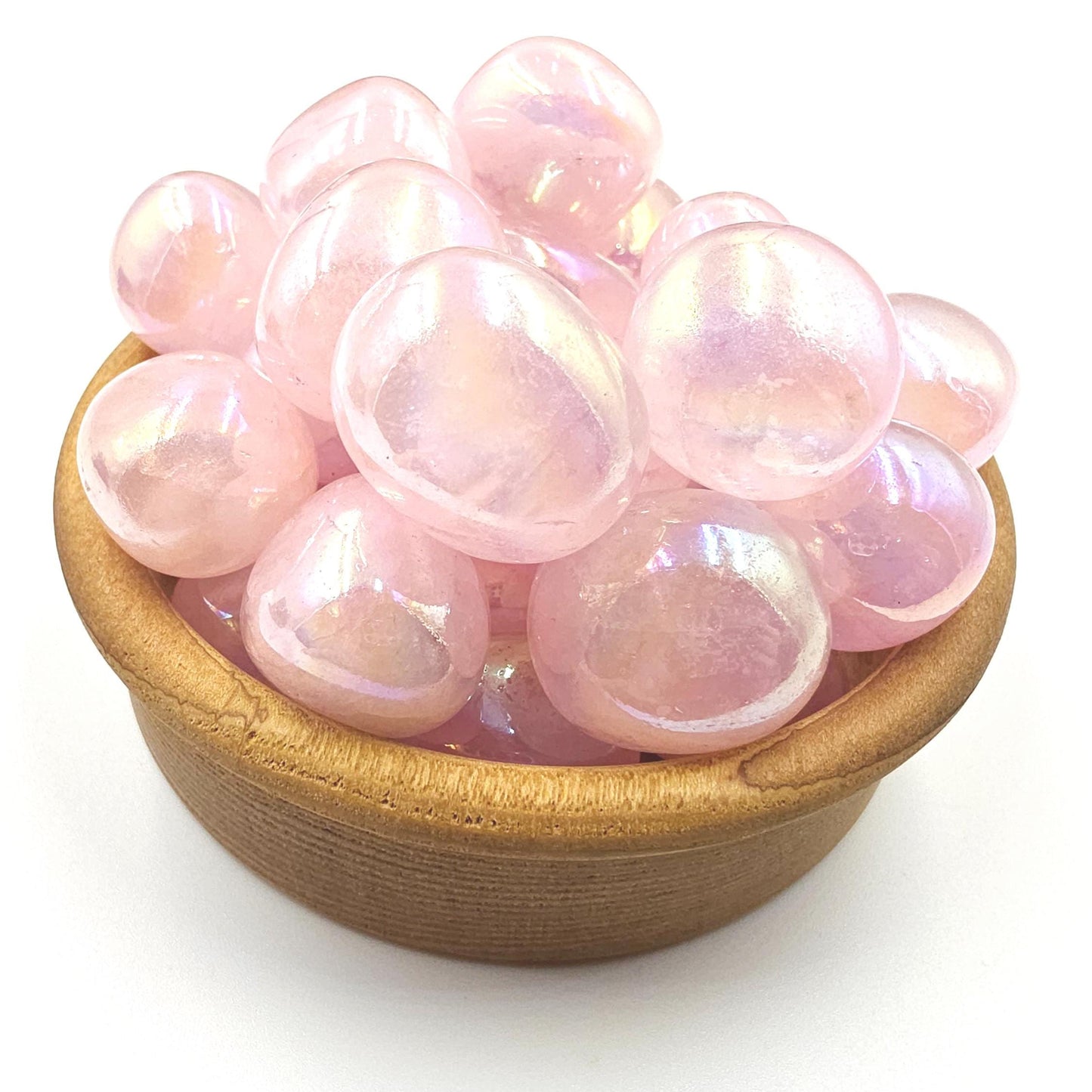 Aura Coated Rose Quartz Tumble Stones – Love, Positivity & Heart Chakra Crystal, 2cm