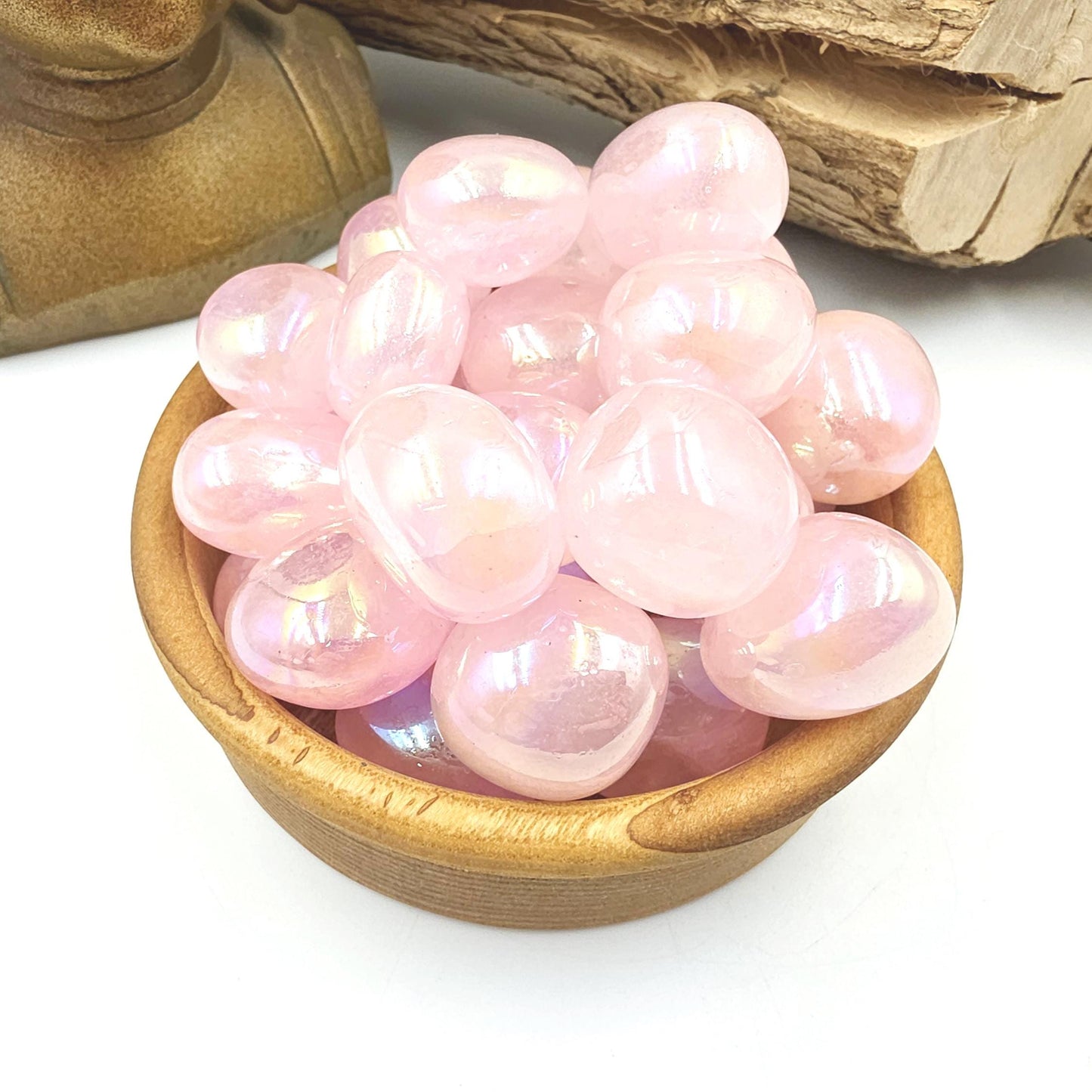 Aura Coated Rose Quartz Tumble Stones – Love, Positivity & Heart Chakra Crystal, 2cm
