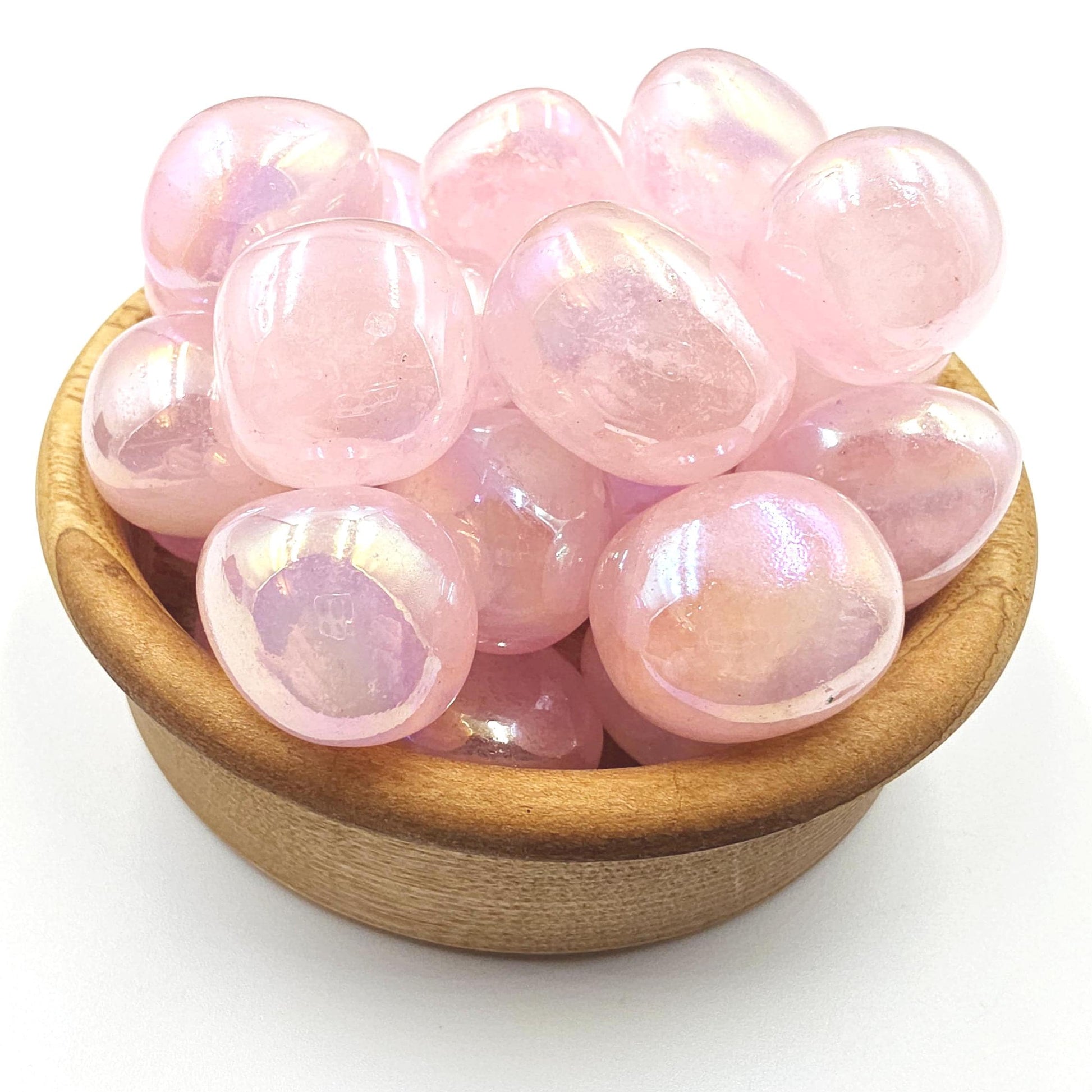 Aura Coated Rose Quartz Tumble Stones – Love, Positivity & Heart Chakra Crystal, 2cm