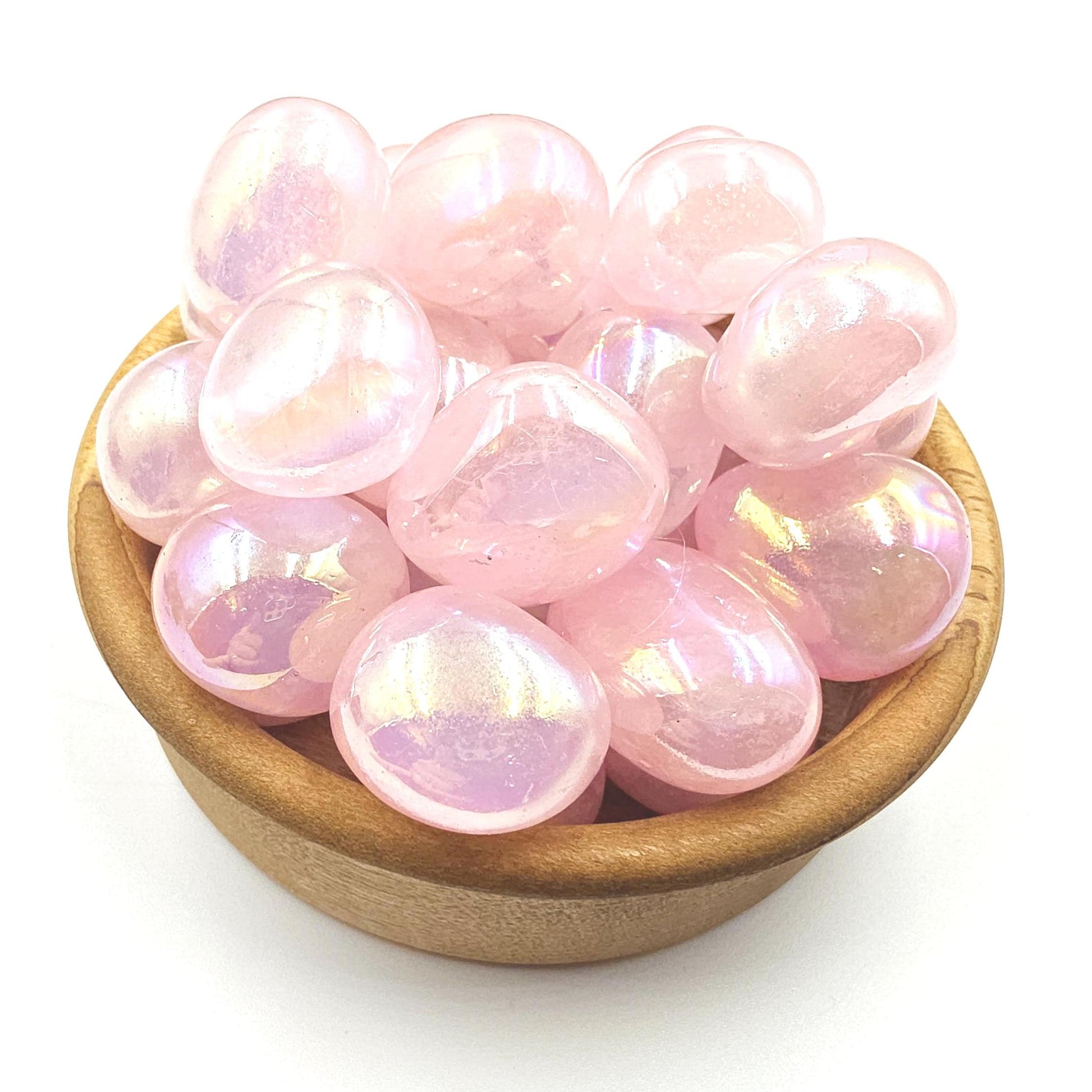 Aura Coated Rose Quartz Tumble Stones – Love, Positivity & Heart Chakra Crystal, 2cm