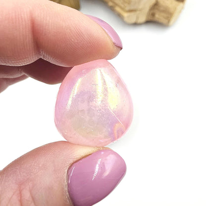 Aura Coated Rose Quartz Tumble Stones – Love, Positivity & Heart Chakra Crystal, 2cm