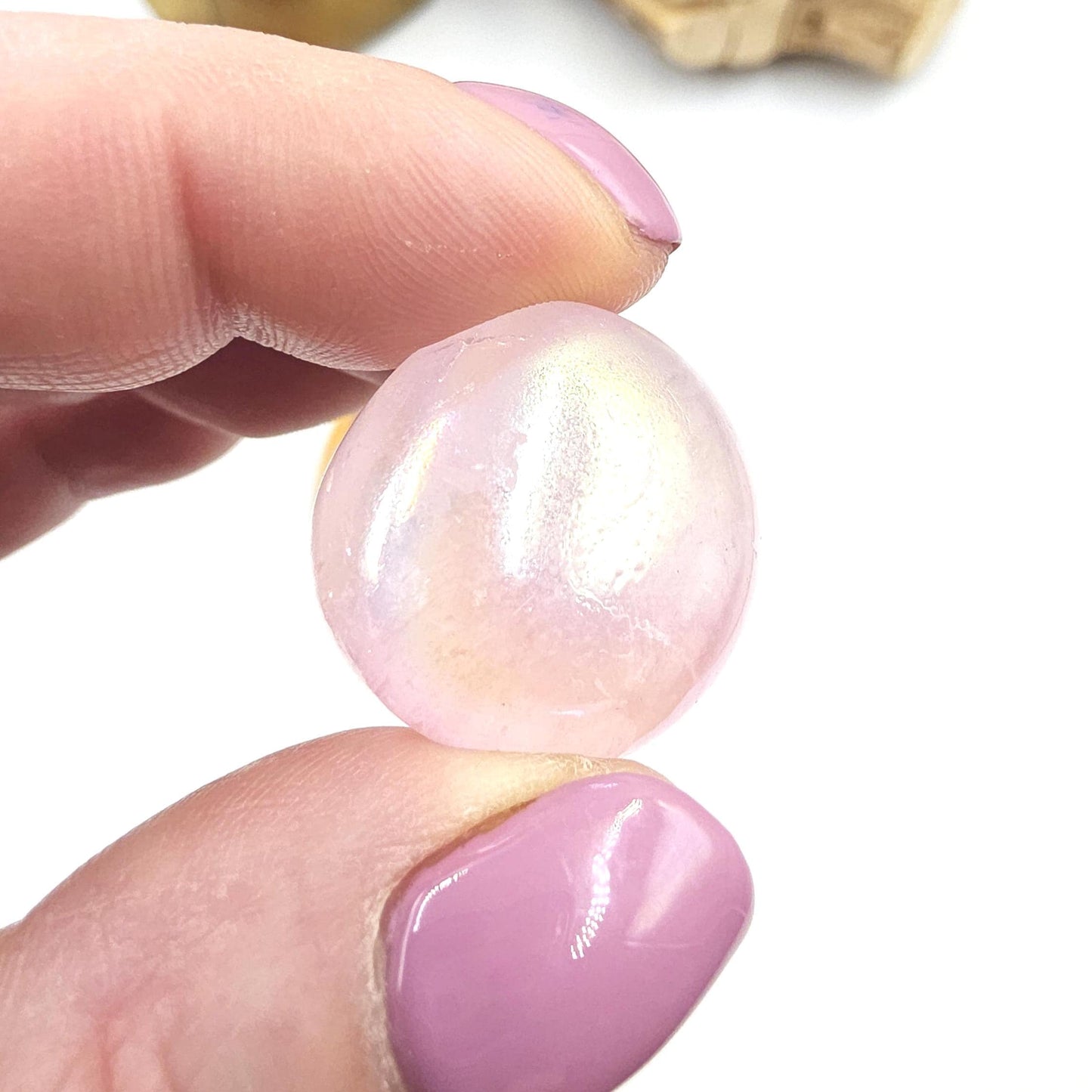 Aura Coated Rose Quartz Tumble Stones – Love, Positivity & Heart Chakra Crystal, 2cm