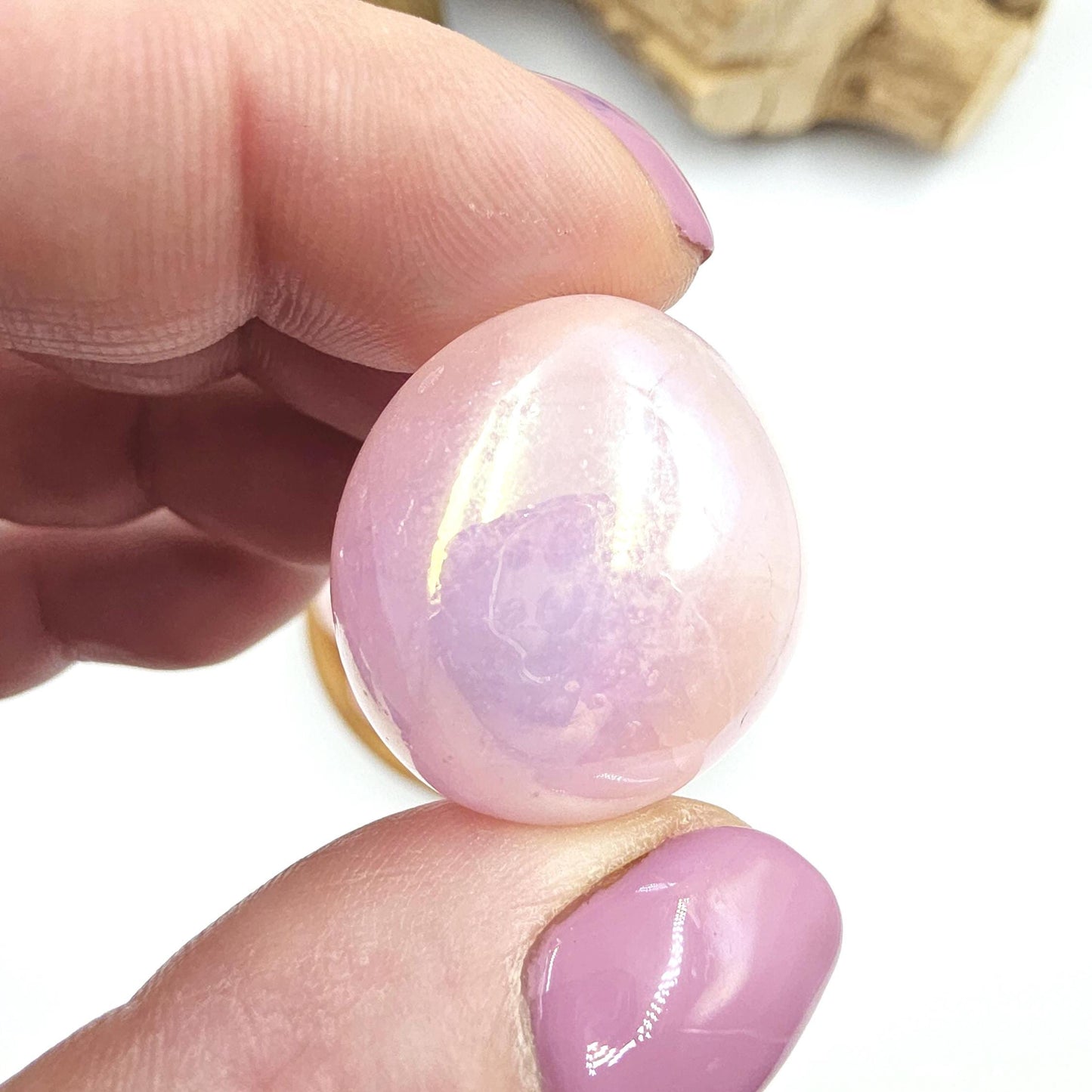 Aura Coated Rose Quartz Tumble Stones – Love, Positivity & Heart Chakra Crystal, 2cm