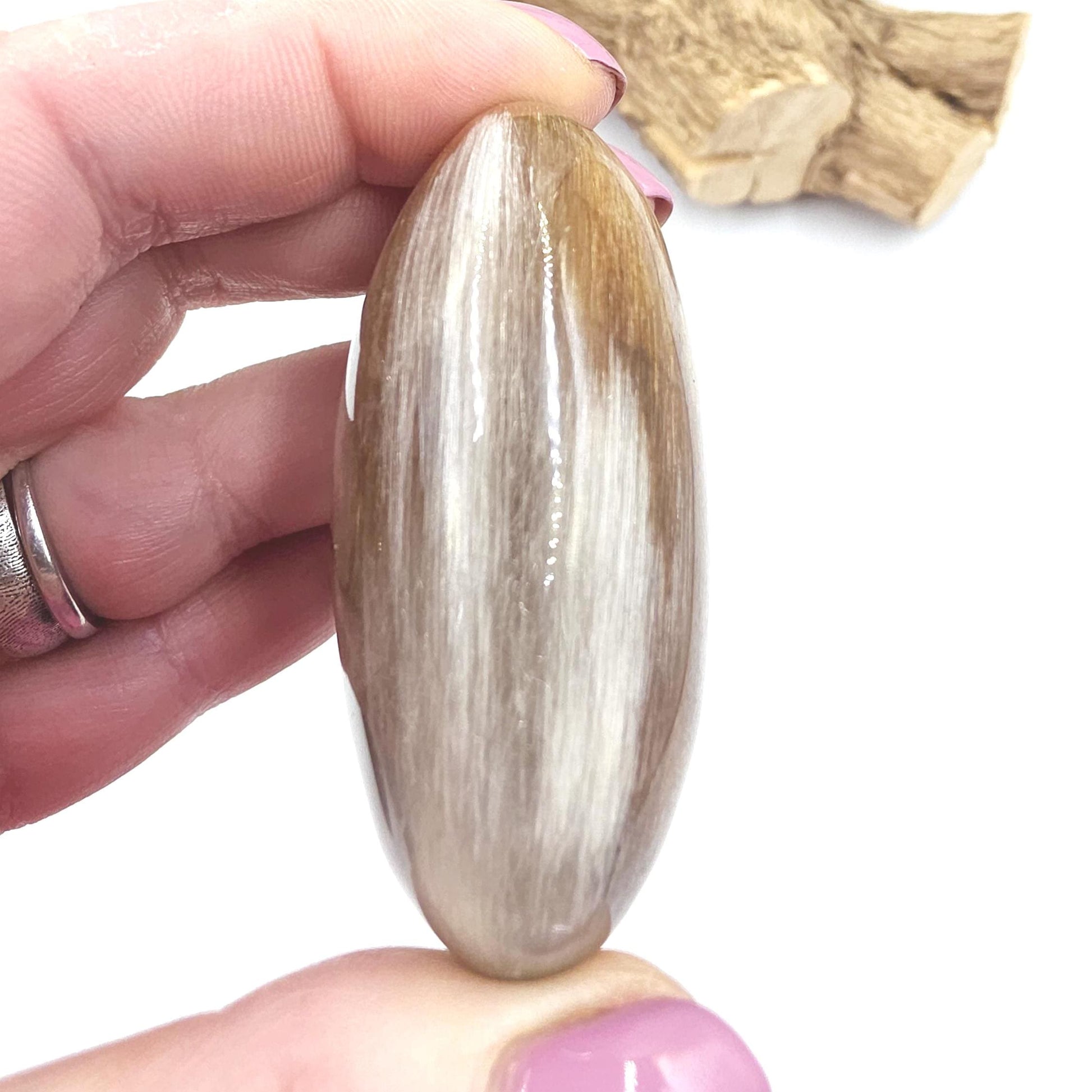 Extremely Rare White & Copper Rutile Palm Stone – Clarity, Transformation and Energy Amplification Crystal, 95g