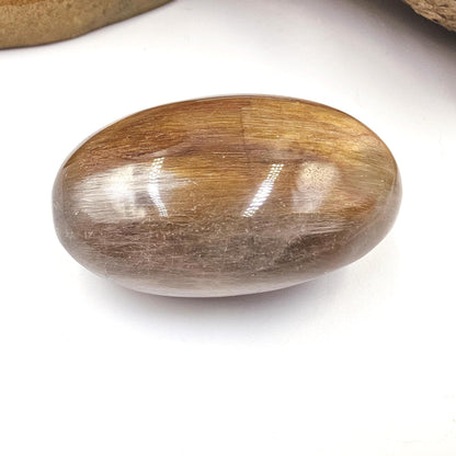 Extremely Rare White & Copper Rutile Palm Stone – Clarity, Transformation and Energy Amplification Crystal, 95g